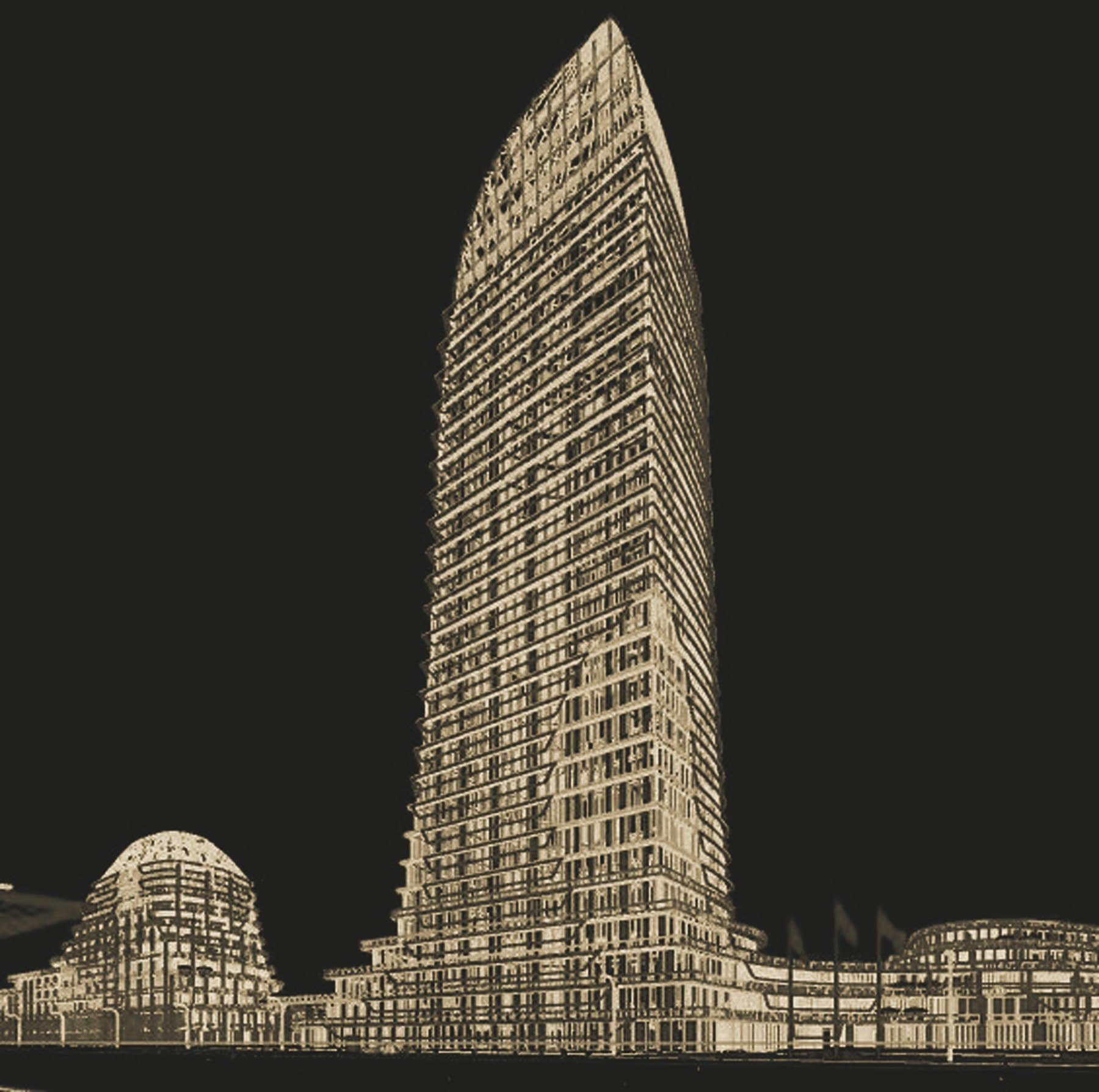 Aetherium Spire wireframe in 3ds Max from the render camera.